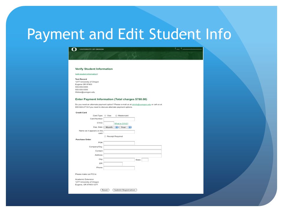 Payment and Edit Student Info