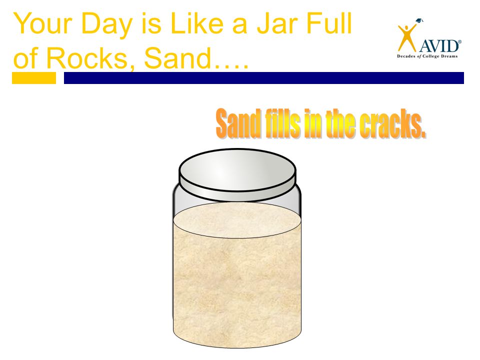 Your Day is Like a Jar Full of Rocks, Sand….