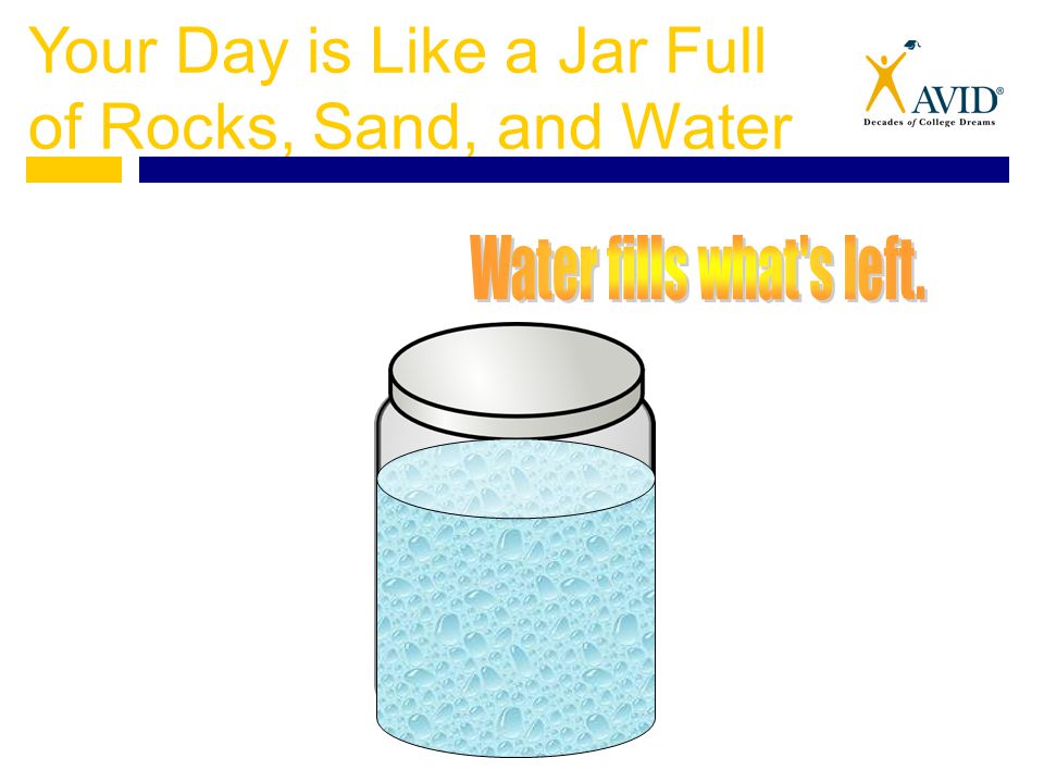 Your Day is Like a Jar Full of Rocks, Sand, and Water