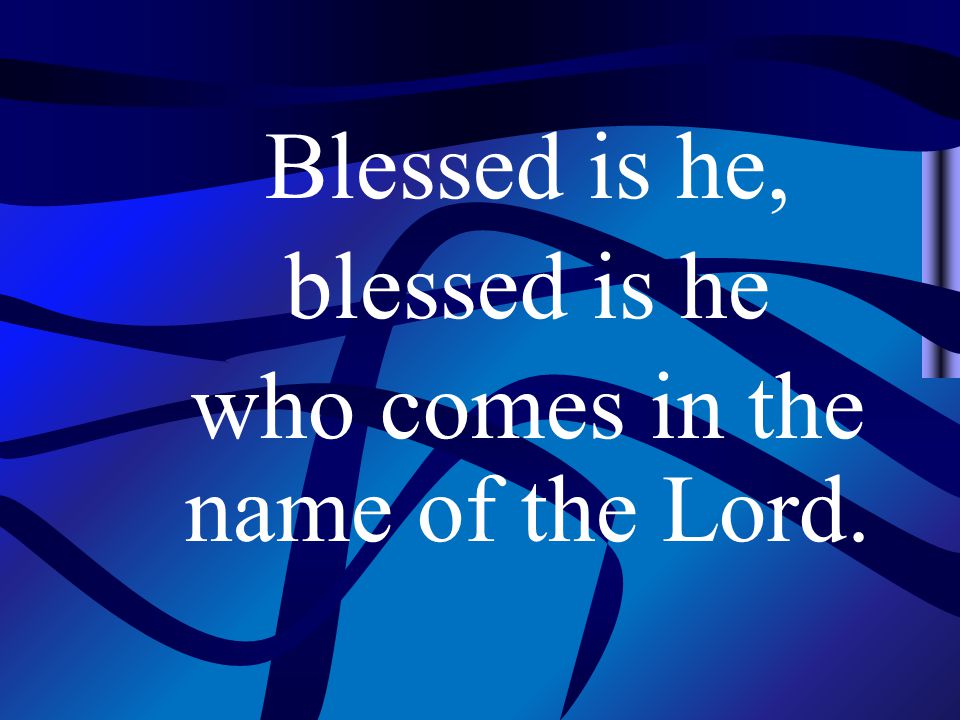 Blessed is he, blessed is he who comes in the name of the Lord.