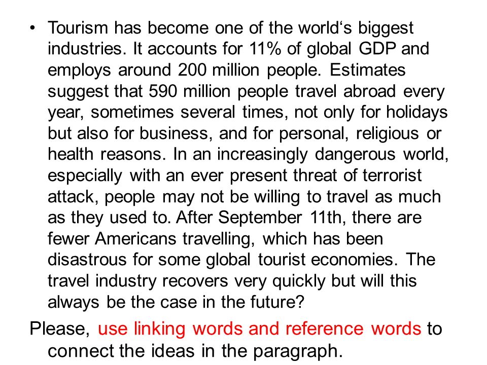 Tourism has become one of the world‘s biggest industries.