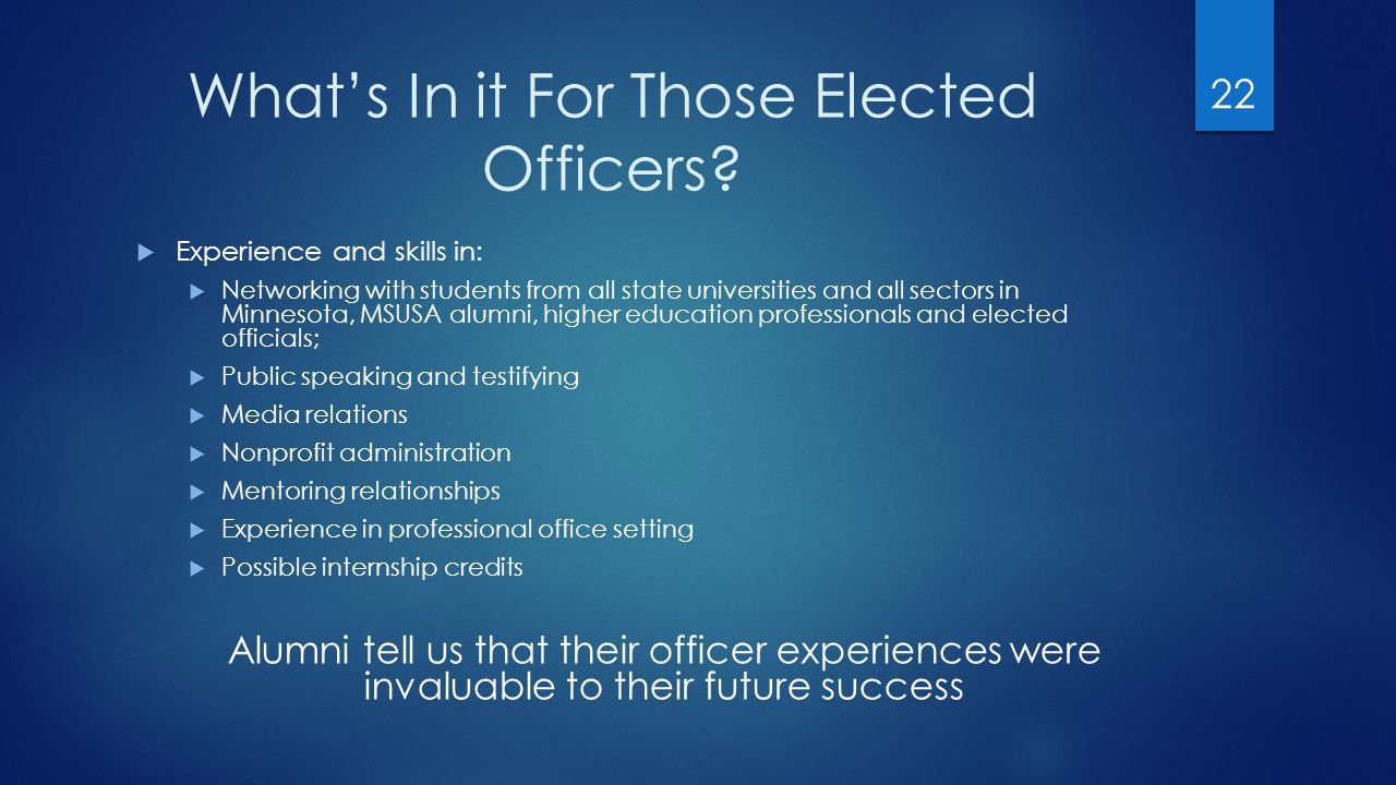 What’s In it For Those Elected Officers.