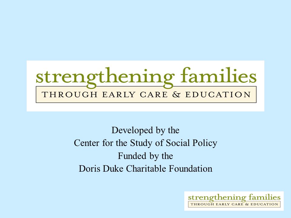 Developed by the Center for the Study of Social Policy Funded by the Doris Duke Charitable Foundation