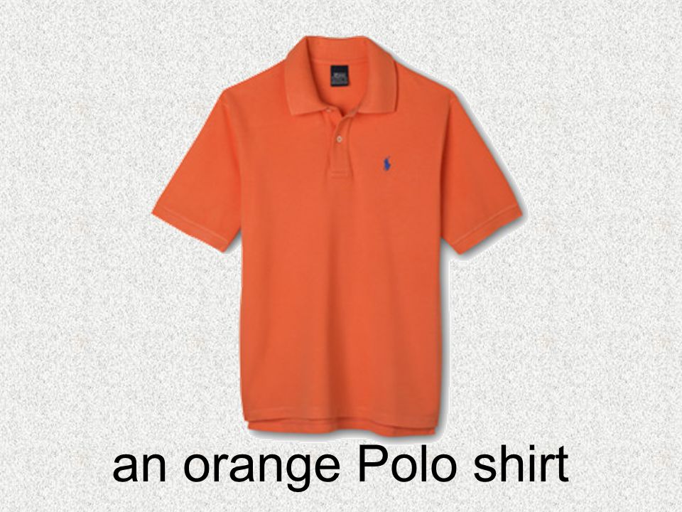 an orange Polo shirt