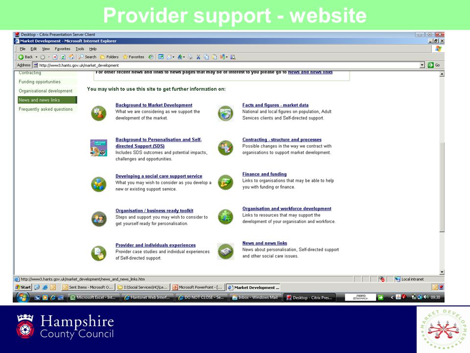 13 Provider support - website