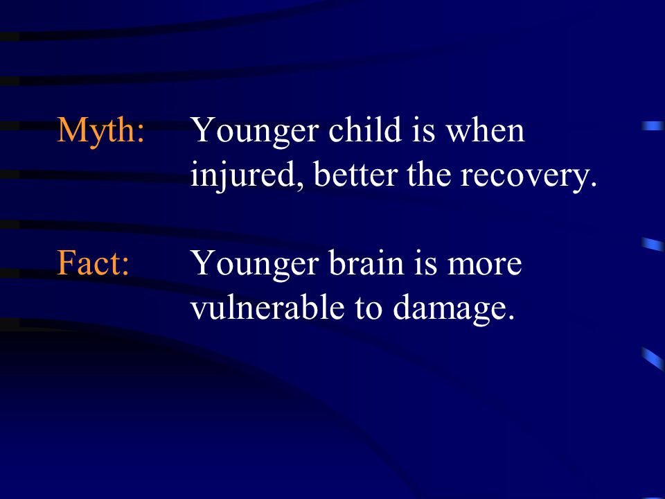 Myth: Younger child is when injured, better the recovery.