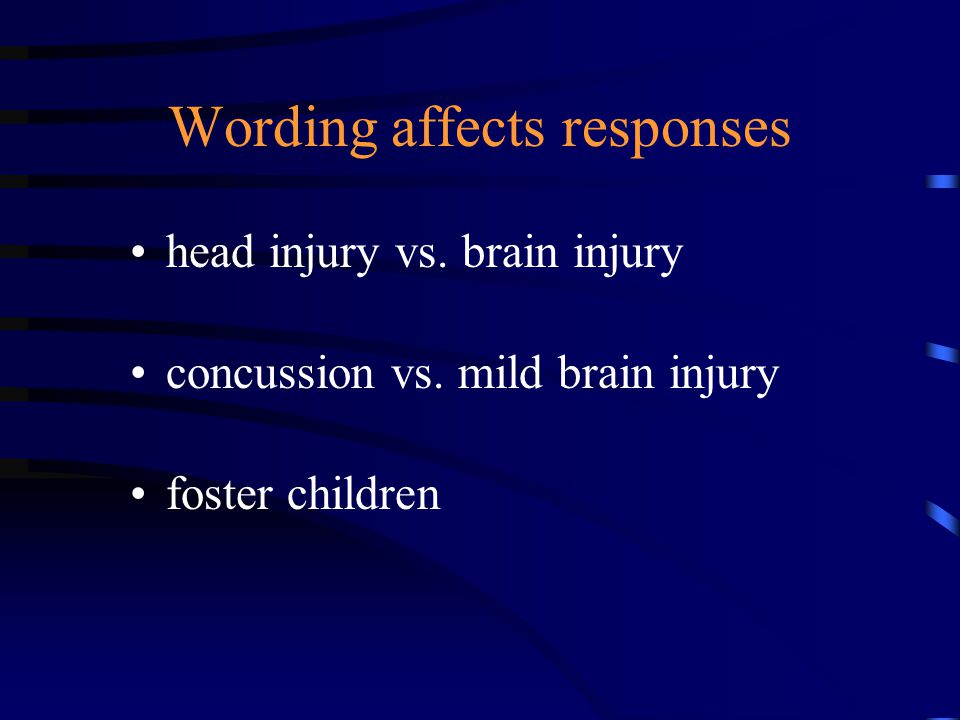 Wording affects responses head injury vs. brain injury concussion vs.