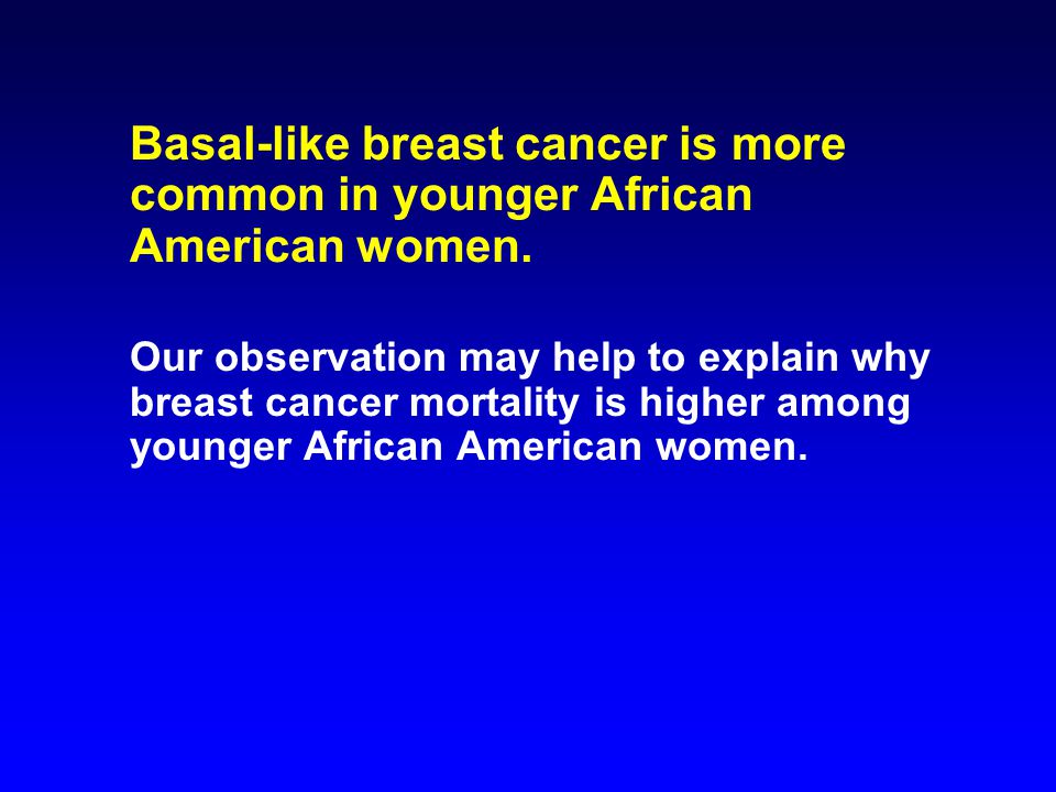 Basal-like breast cancer is more common in younger African American women.