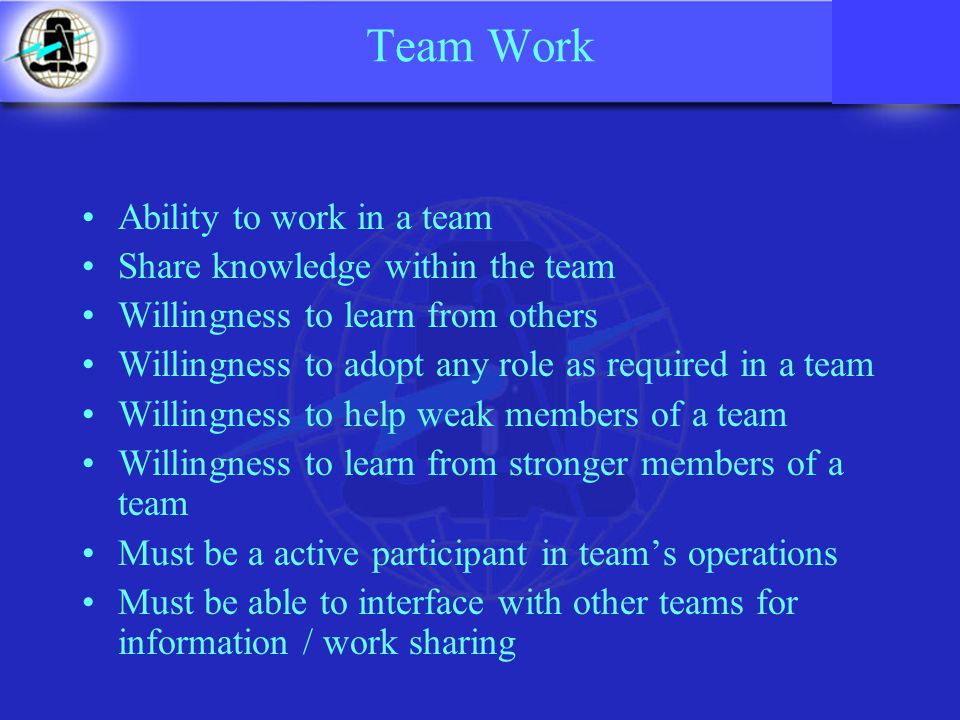 ability to work in a team