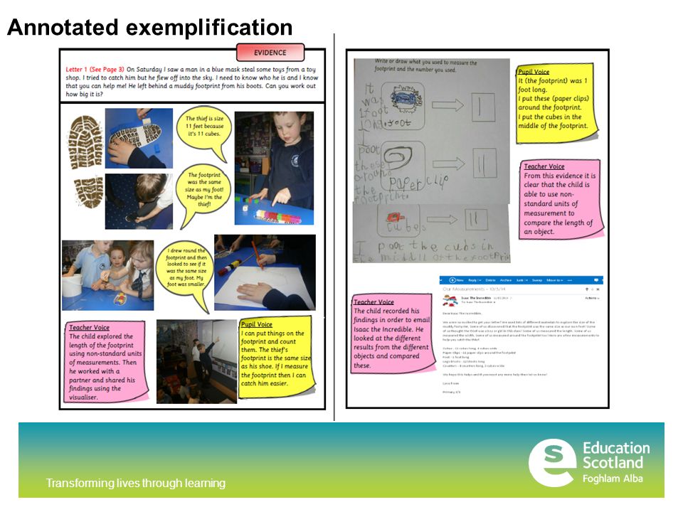 Transforming lives through learning Annotated exemplification