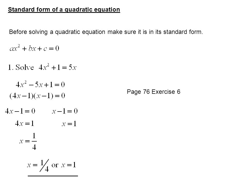 Quadratic Equation Exercises Tessshlo Quadratic Equations A Is Any Expression Of The Form Ax 2