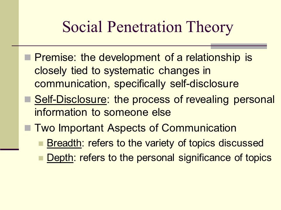 Difference + social penetration theory and johari window
