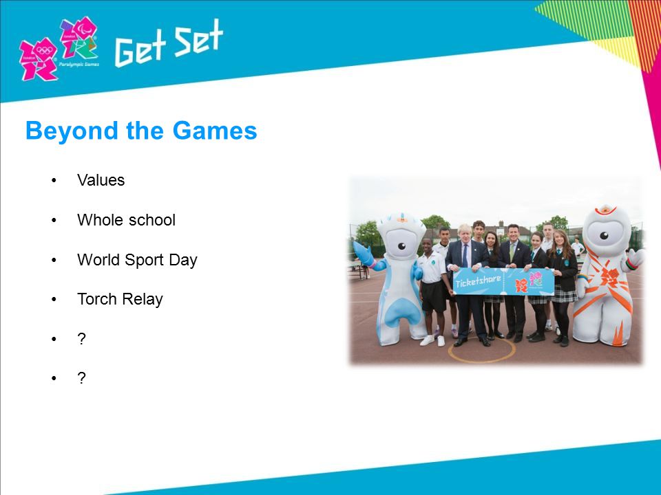 Values Whole school World Sport Day Torch Relay Beyond the Games