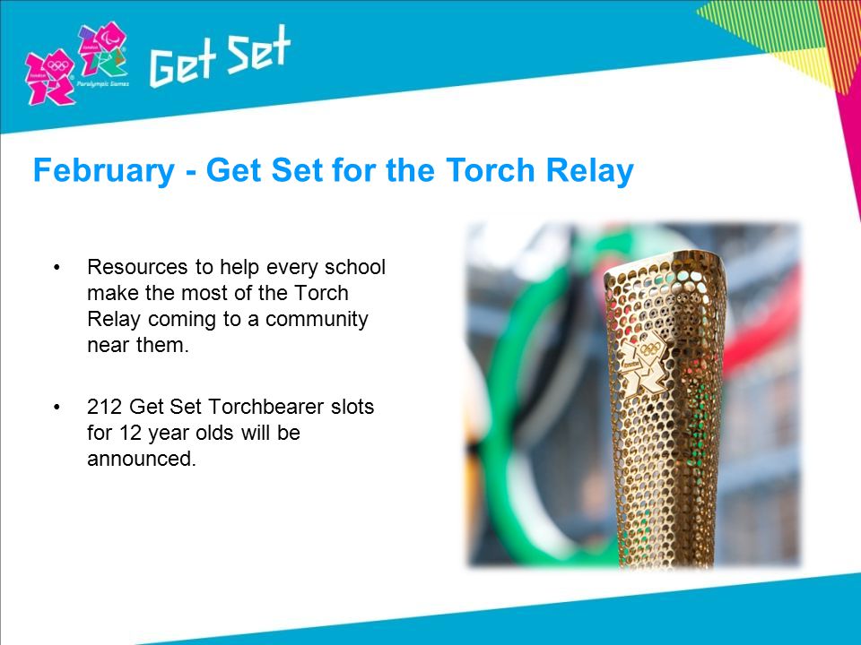 February - Get Set for the Torch Relay Resources to help every school make the most of the Torch Relay coming to a community near them.