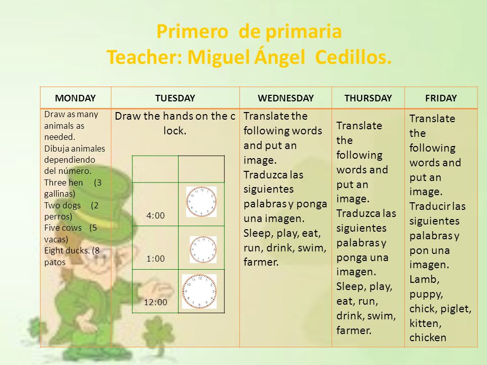 Primero de primaria Teacher: Miguel Ángel Cedillos.