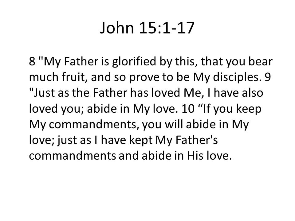 John 15: My Father is glorified by this, that you bear much fruit, and so prove to be My disciples.