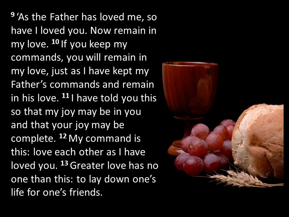 9 ‘As the Father has loved me, so have I loved you.