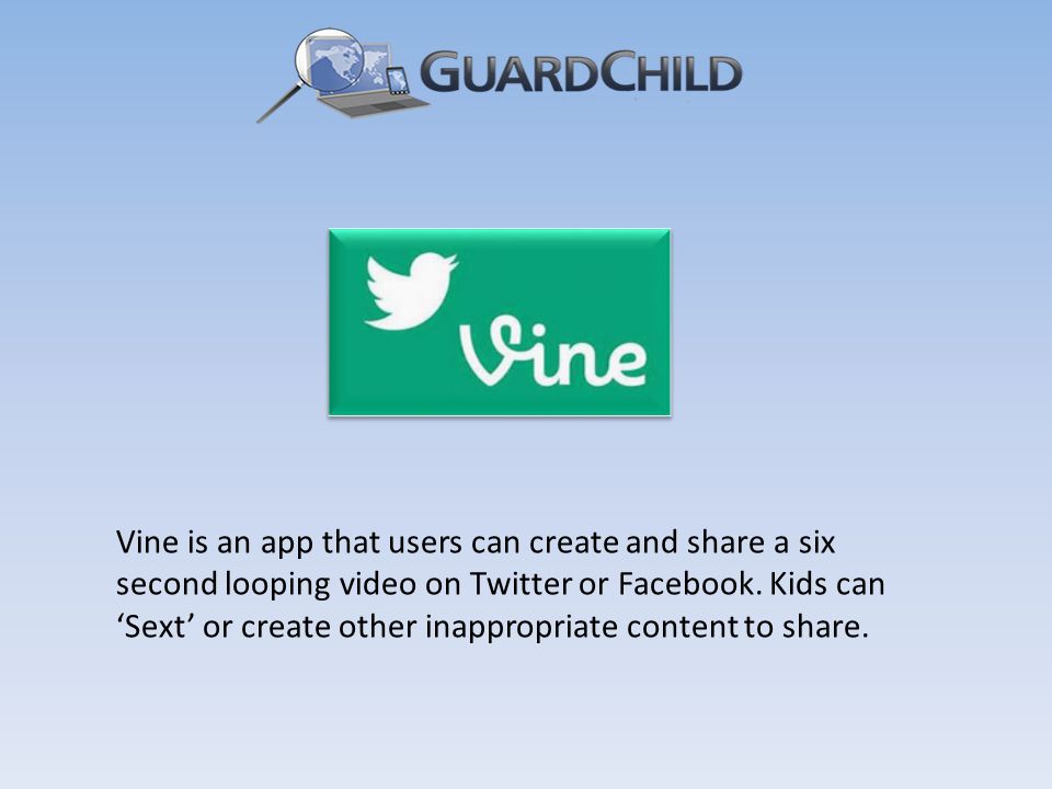 Vine is an app that users can create and share a six second looping video on Twitter or Facebook.