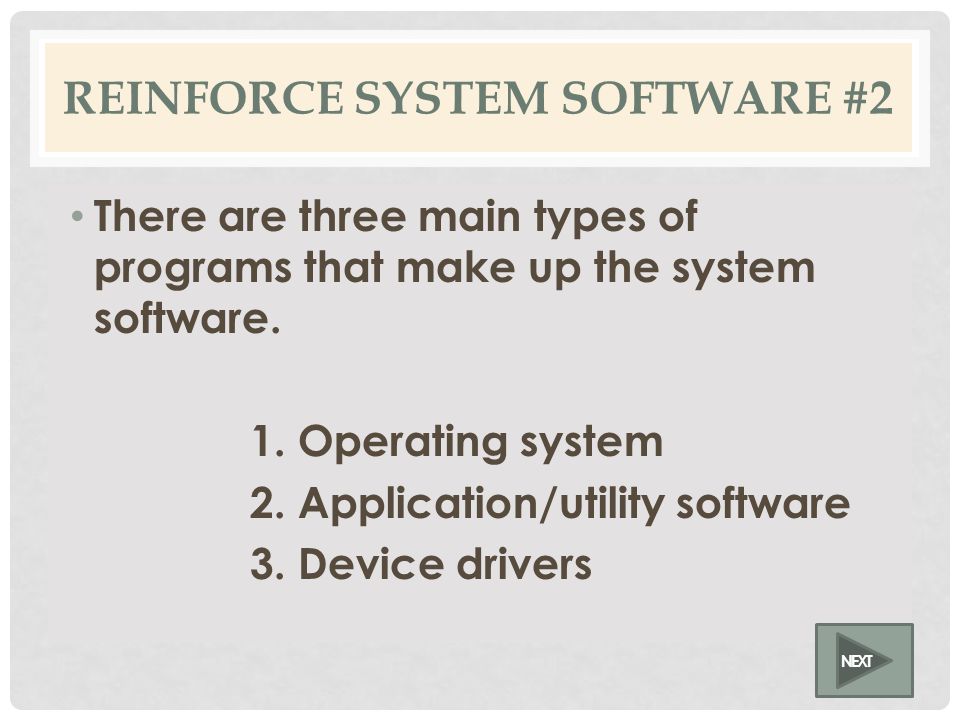 COMPUTER SYSTEM QUESTION #2 TrueFalse System software works with the end user, application/utility software, and computer hardware.