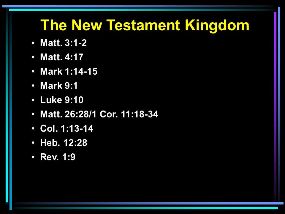 Matt. 3:1-2 Matt. 4:17 Mark 1:14-15 Mark 9:1 Luke 9:10 Matt.