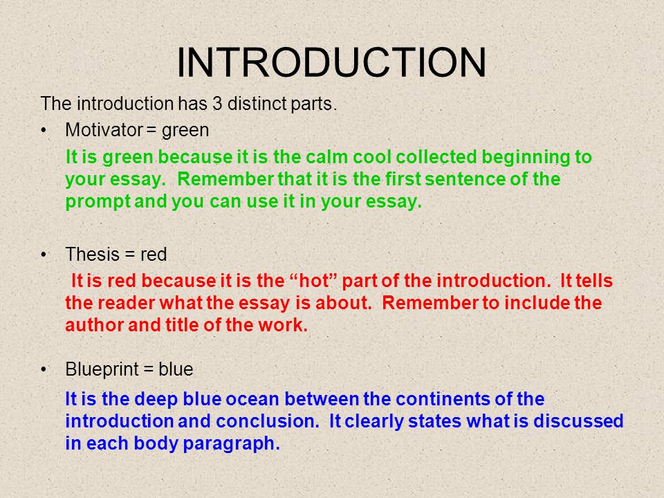 INTRODUCTION The introduction has 3 distinct parts.