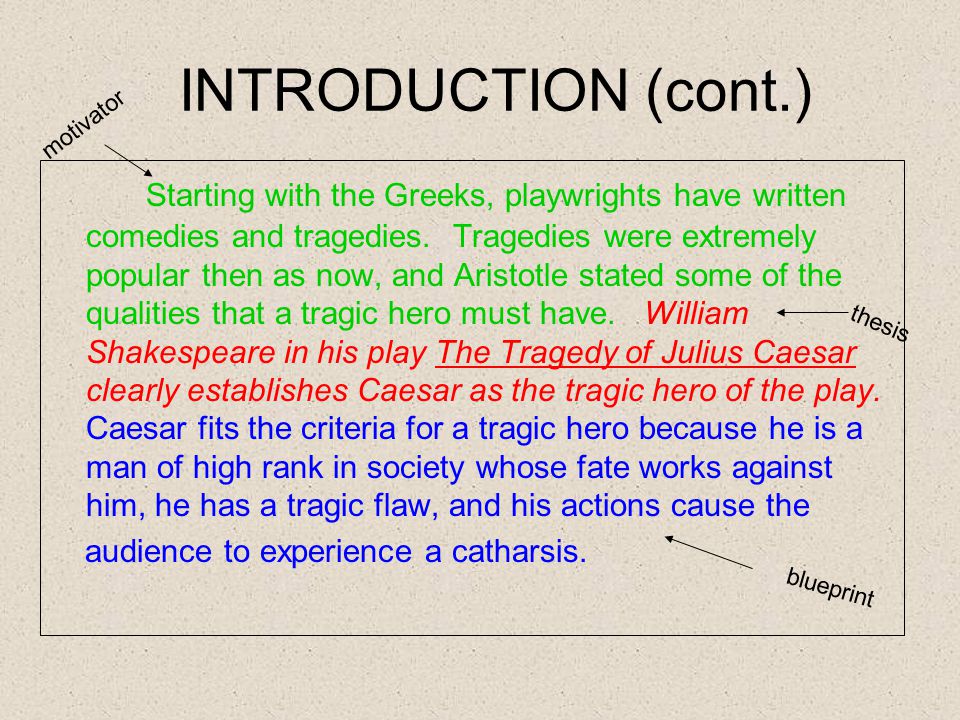 INTRODUCTION (cont.) Starting with the Greeks, playwrights have written comedies and tragedies.