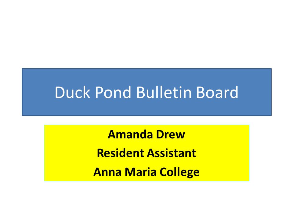 Duck Pond Bulletin Board Amanda Drew Resident Assistant Anna Maria College