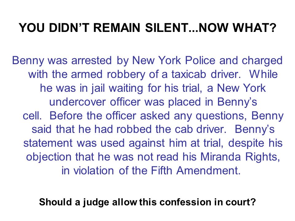 YOU DIDN’T REMAIN SILENT...NOW WHAT.
