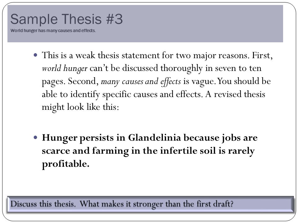 Example of a thesis for a cause and effect essay