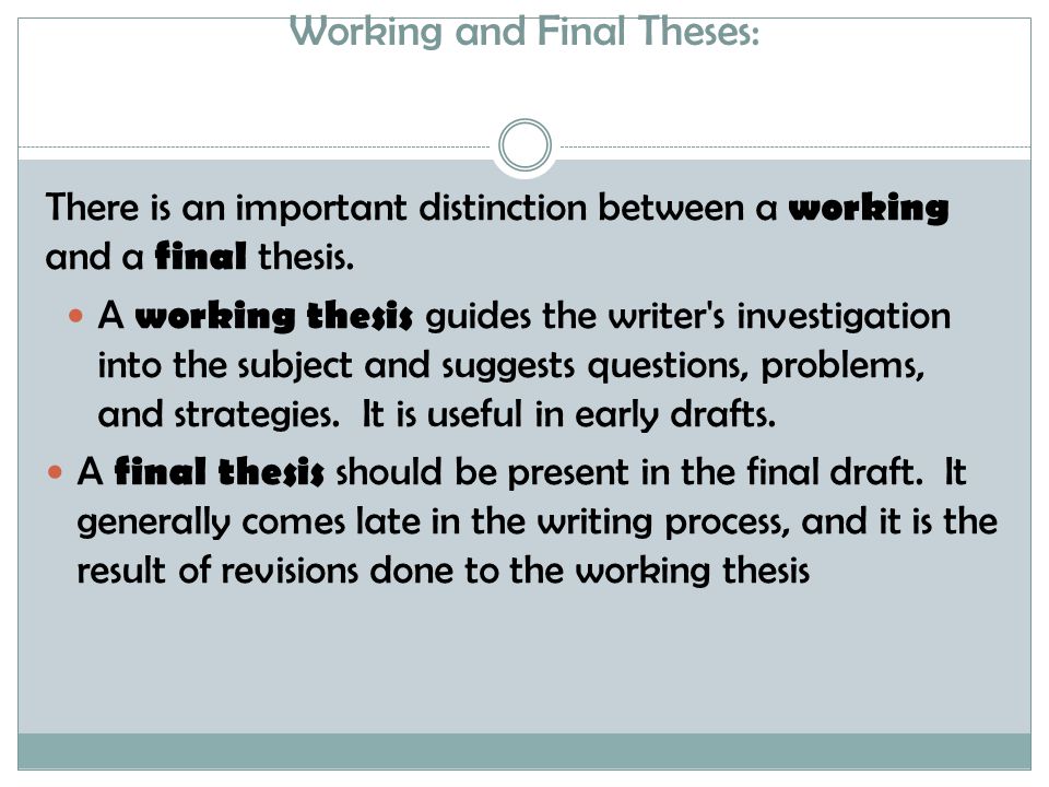 Working Thesis