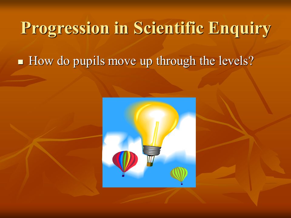 Progression in Scientific Enquiry How do pupils move up through the levels.