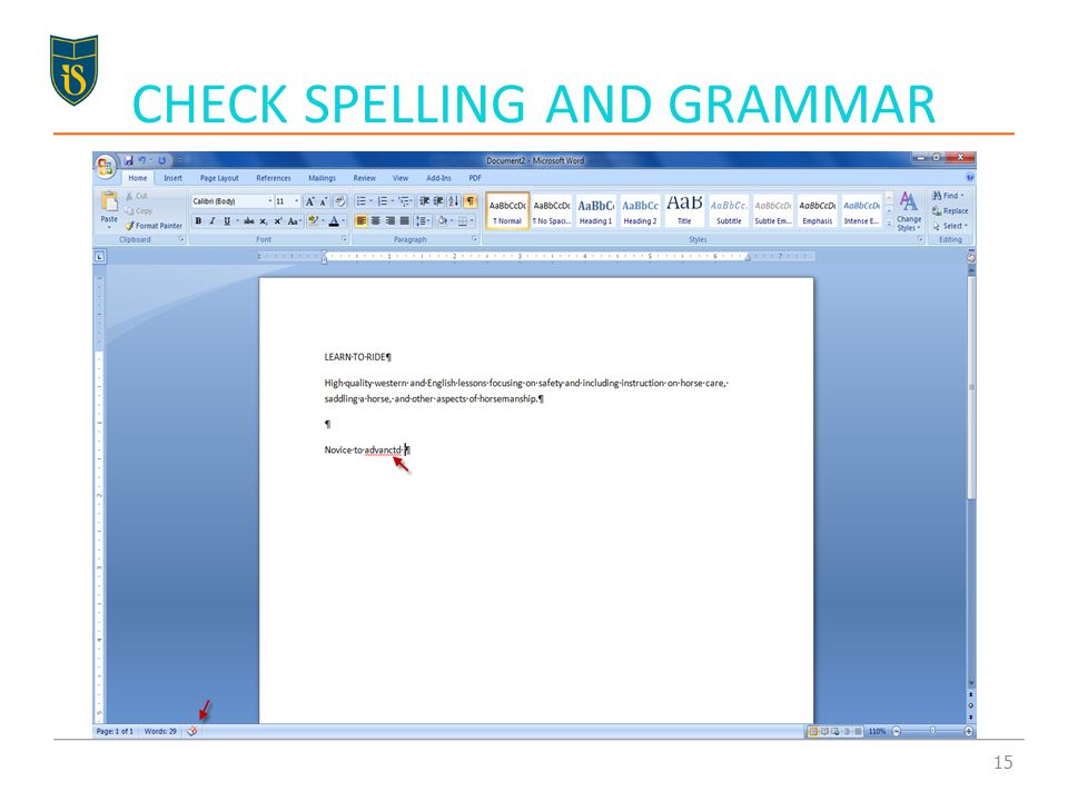 CHECK SPELLING AND GRAMMAR 15