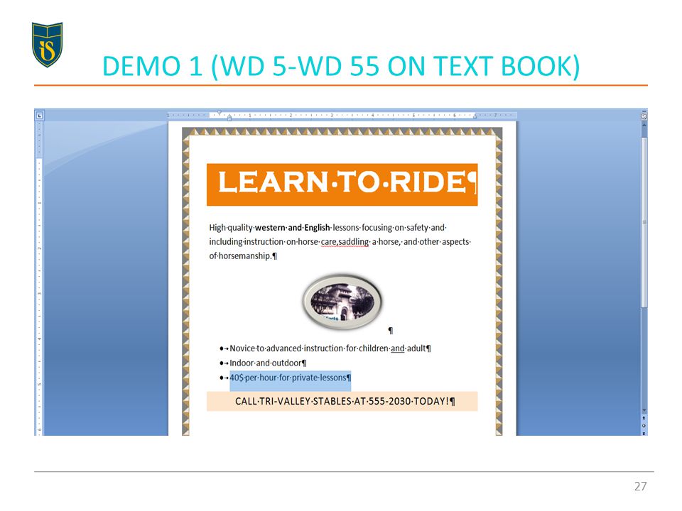 DEMO 1 (WD 5-WD 55 ON TEXT BOOK) 27