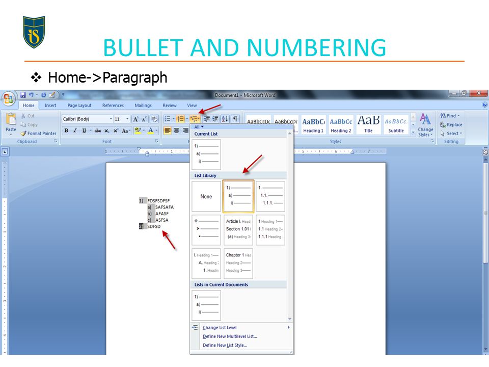  Home->Paragraph BULLET AND NUMBERING 34