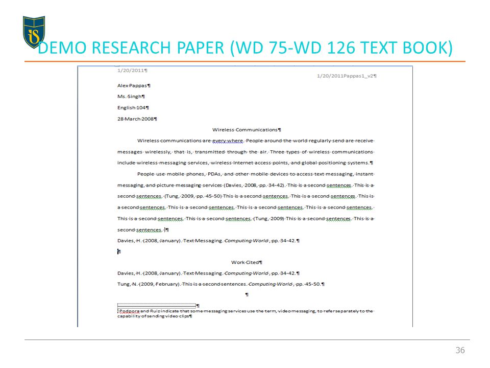 DEMO RESEARCH PAPER (WD 75-WD 126 TEXT BOOK) 36