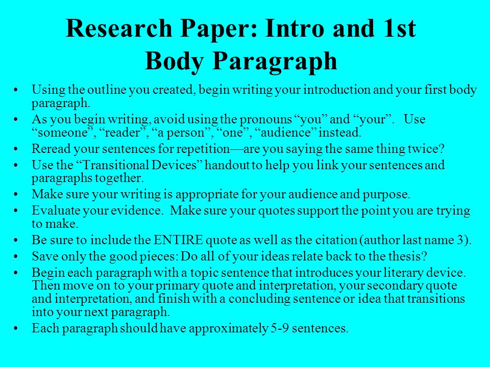 Research paper introduction paragraph in a research