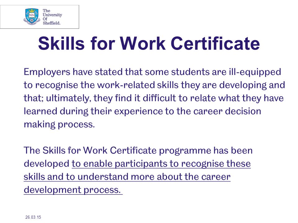 Skills for Work Certificate