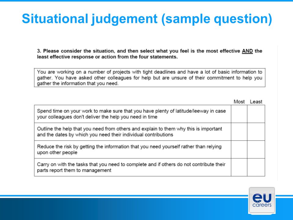 Situational judgement (sample question)