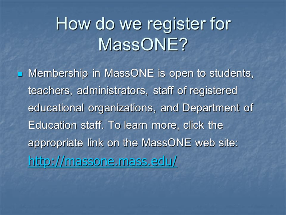 How do we register for MassONE.