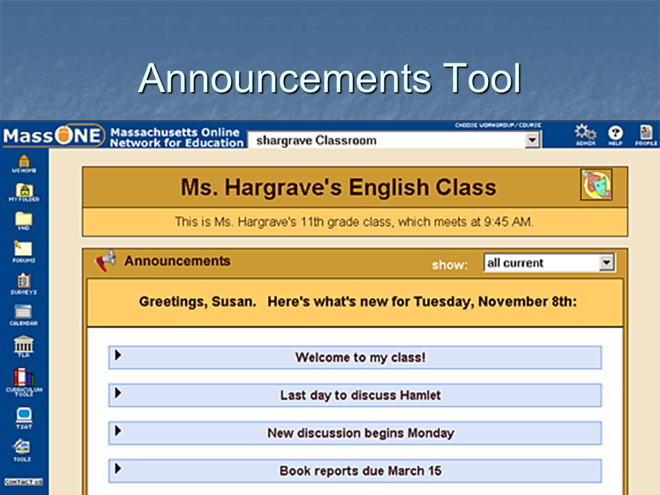 Announcements Tool