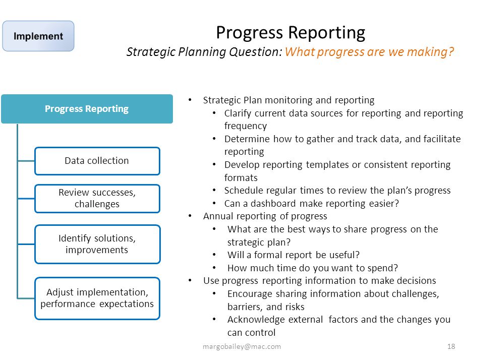 Progress Reporting Strategic Planning Question: What progress are we making.