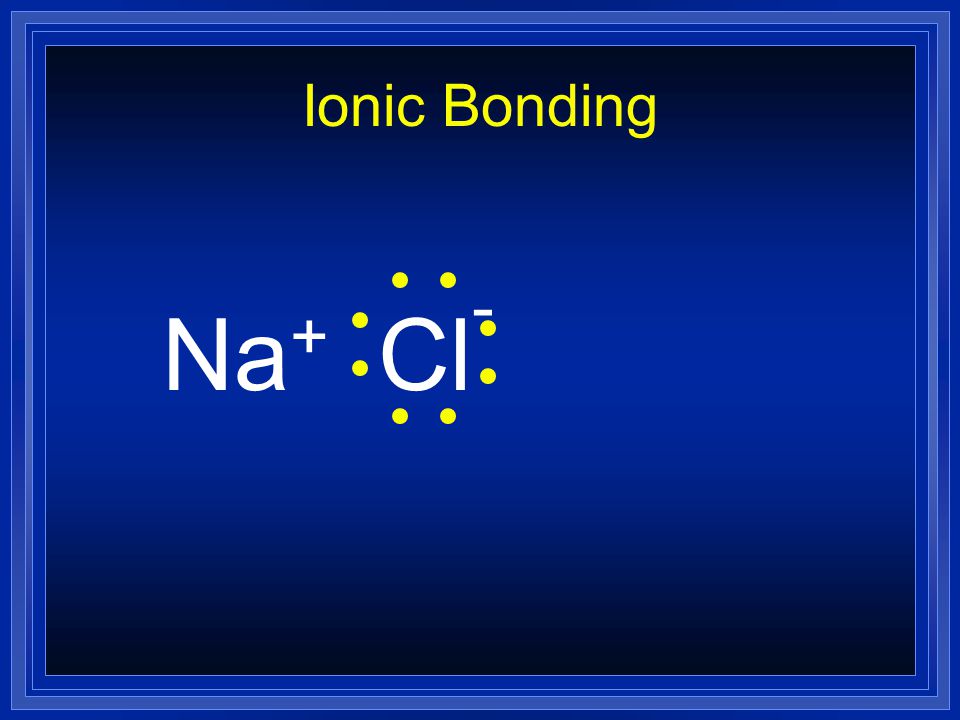 Ionic Bonding Na + Cl -