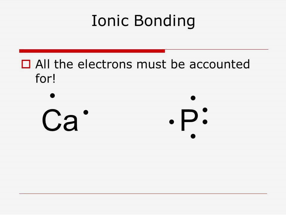 Ionic Bonding  All the electrons must be accounted for! CaP