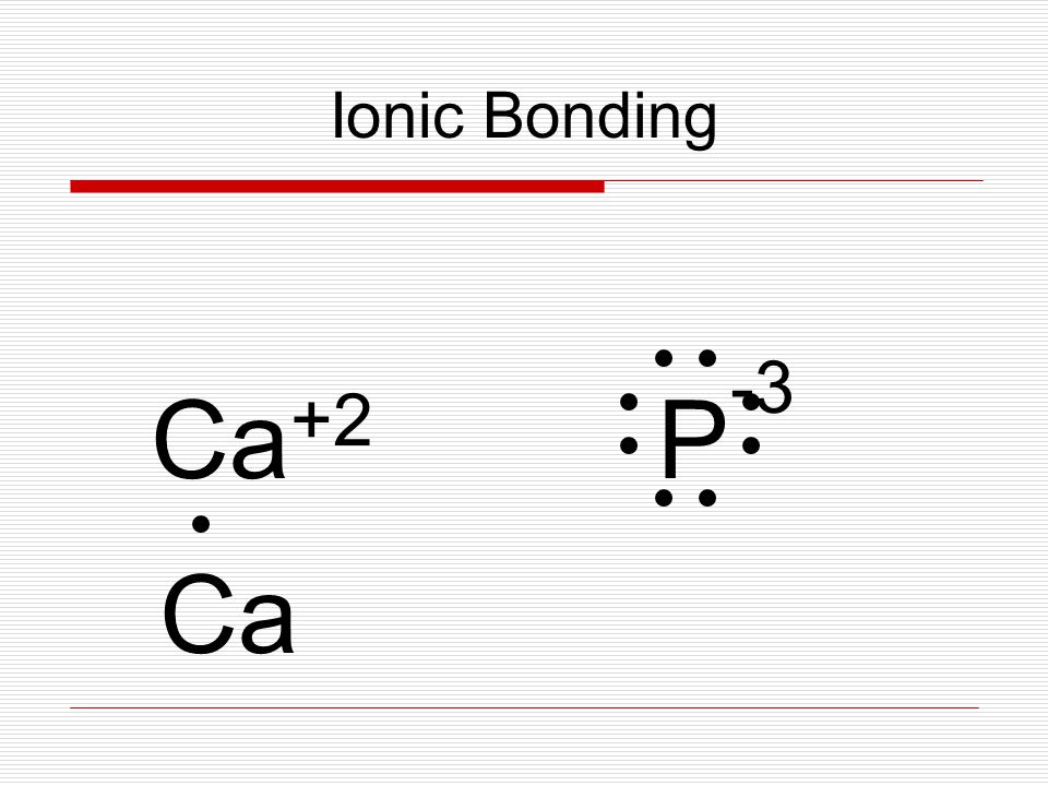Ionic Bonding Ca +2 P -3 Ca