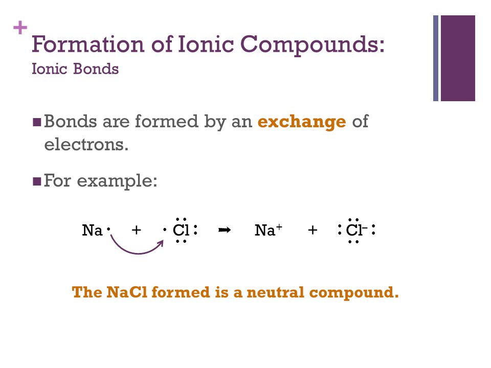 + Bonds are formed by an exchange of electrons.