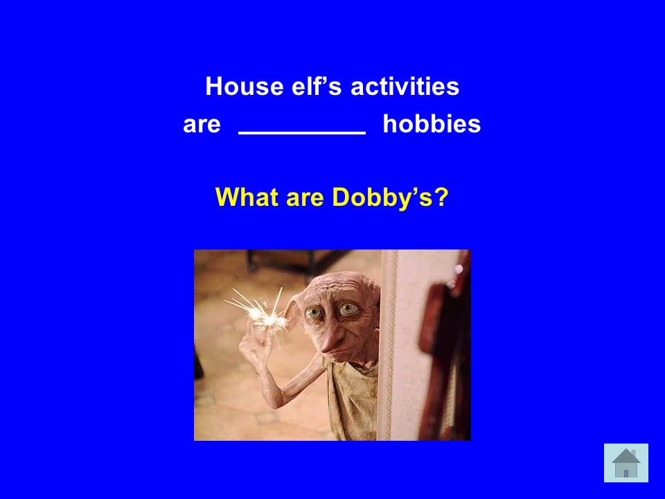 House elf’s activities are hobbies What are Dobby’s