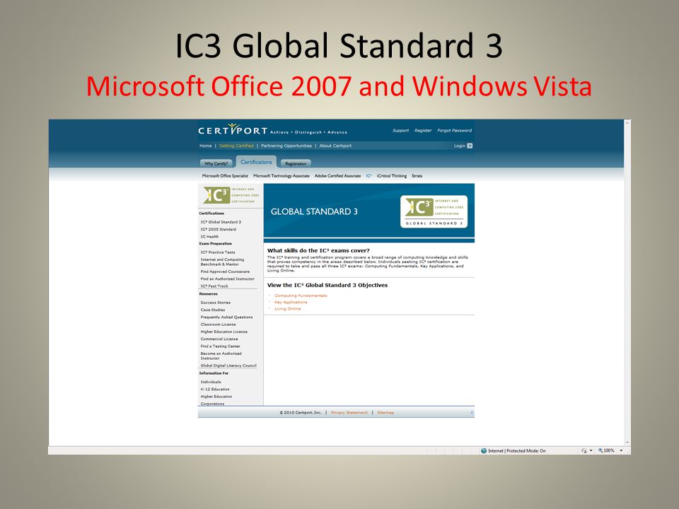IC3 Global Standard 3 Microsoft Office 2007 and Windows Vista