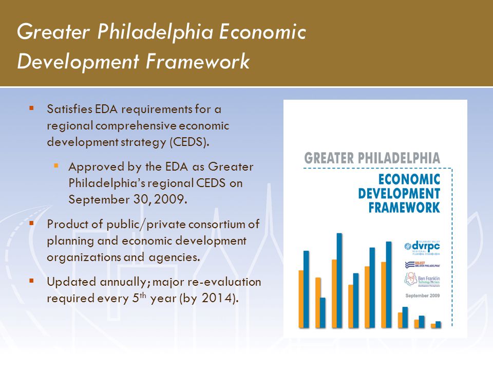 Greater Philadelphia Economic Development Framework  Satisfies EDA requirements for a regional comprehensive economic development strategy (CEDS).