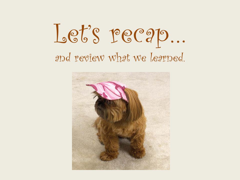 Let’s recap… and review what we learned.