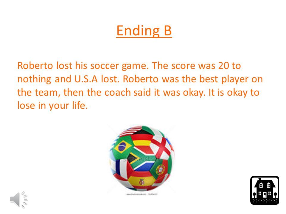 Ending A Roberto won his soccer game. He beat Portugal and got a trophy that said #1.
